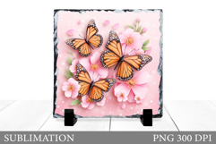 Butterflies Slate Design. Butterflies Flowers Sublimation Product Image 1