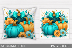 Pumpkin Pillow Design. Flowers Pillow Sublimation Product Image 1
