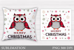Christmas Owl Pillow Design. Christmas Pillow Sublimation Product Image 1