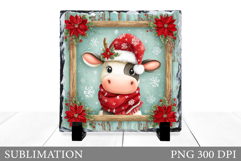 Christmas Cow Sublimation. Christmas Cow Slate Design Product Image 1