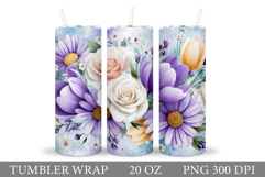 Flowers Tumbler Sublimation. Floral Tumbler Design Product Image 1
