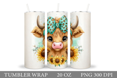 Cute Cow Tumbler Design. Cow Tumbler Sublimation Product Image 1
