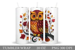 Fall Owl Tumbler Design. Owl Sublimation Product Image 1