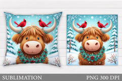 Christmas Cow Pillow Sublimation. Christmas Pillow Design Product Image 1