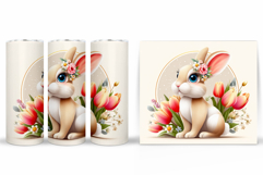 Cute Bunny Tumbler Design. Bunny Flowers Tumbler Sublimation Product Image 2