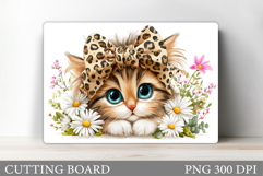 Cute Cat Cutting Board Design. Cat Flowers Cutting Board Product Image 1