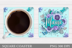 Mother's Day Coaster Design. Flowers Coaster Sublimation Product Image 1