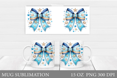 Sea Bow Mug Sublimation. Summer Bow Mug Wrap Design Product Image 1