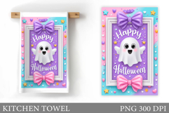 Cute Ghost Kitchen Towel. Cute Halloween Kitchen Towel Product Image 1
