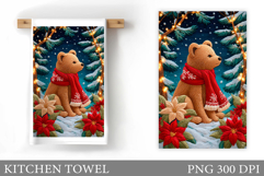 Christmas Bear Kitchen Towel. Christmas Kitchen Towel Design Product Image 1