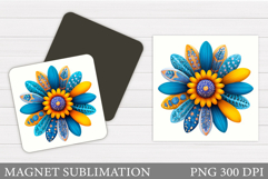 Flower Magnet Design. Floral Magnet Sublimation Product Image 1
