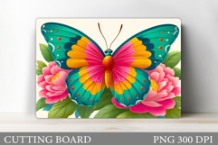 Butterfly Cutting Board. Flowers Cutting Board Sublimation Product Image 1
