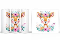 Cute Deer Tumbler Sublimation. Flowers Tumbler Design Product Image 2