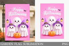 Cute Ghost Garden Flag. Cute Halloween Garden Flag Design Product Image 1