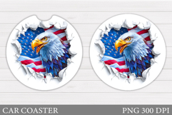 Patriotic Eagle Car Coaster. Eagle Sublimation Product Image 1
