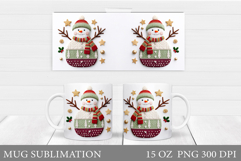 Cute Snowman Mug Design. Christmas Mug Sublimation Product Image 1