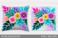 Flowers Pillow Design. Floral Pillow Sublimation Product Image 1