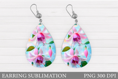 Flowers Teardrop Earring Design. Flowers Earring Sublimation Product Image 1