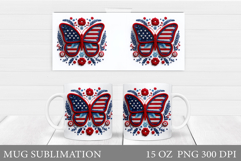 Patriotic Butterfly Mug Design. Patriotic Mug Sublimation Product Image 1