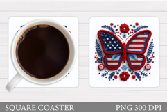 Patriotic Butterfly Coaster. Patriotic Coaster Design Product Image 1