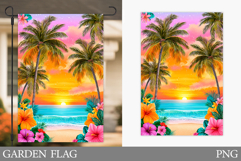 Sea Garden Flag Design. Beach Garden Flag Sublimation Product Image 1