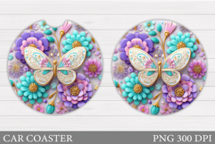 Butterfly Car Coaster Design. Butterfly Sublimation Product Image 1
