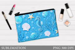 Seahorse Makeup Bag Design. Sea Makeup Bag Sublimation Product Image 1
