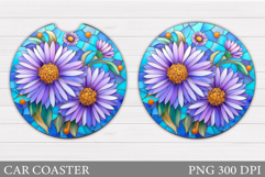 Floral Coaster Design. Flowers Car Coaster Sublimation Product Image 1