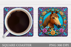 Horse Coaster Design. Horse Flowers Coaster Sublimation Product Image 1