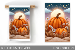 Pumpkin Kitchen Towel Design. Fall Kitchen Towel Sublimation Product Image 1