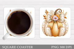 Fall Pumpkin Coaster. Fall Coaster Sublimation Product Image 1