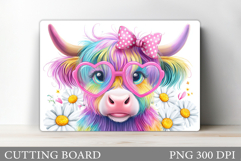Cute Cow Cutting Board Design. Cow Flowers Cutting Board Product Image 1
