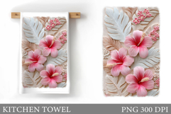 Tropical Flowers Kitchen Towel. Flowers Kitchen Towel Design Product Image 1