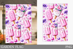 Ice Cream Garden Flag Design. Summer Garden Flag Sublimation Product Image 1