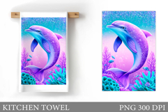 Dolphin Kitchen Towel. Sea Kitchen Towel Sublimation Product Image 1