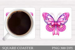 Butterfly Coaster Design. Butterfly Sublimation Product Image 1