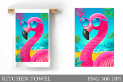 Flamingo Kitchen Towel Design. Summer Kitchen Towel Product Image 1
