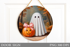 Halloween Ghost Door Sign. Halloween Door Sign Design Product Image 1