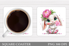 Cute Bunny Coaster Design. Cute Bunny Sublimation Product Image 1
