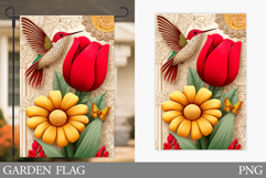 Hummingbird Garden Flag. Bird Garden Flag Sublimation Product Image 1