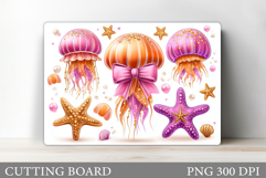 Jellyfish Cutting Board. Sea Kitchen Cutting Board Design Product Image 1