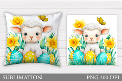 Easter Lamb Pillow Design. Easter Pillow Sublimation Product Image 1