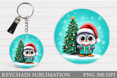 Christmas Owl Keychain. Christmas Keychain Sublimation Product Image 1