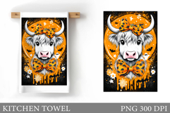Halloween Cow Kitchen Towel. Halloween Cow Sublimation Product Image 1