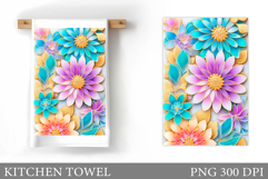 Flowers Kitchen Towel. Floral Kitchen Towel Sublimation Product Image 1