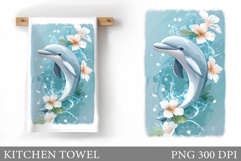Dolphin Kitchen Towel. Sea Kitchen Towel Design Product Image 1
