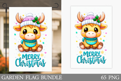 Christmas Cow Garden Flag. Christmas Garden Flag Sublimation Product Image 1