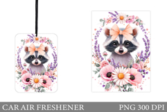 Cute Raccoon Car Air Freshener. Cute Raccoon Sublimation Product Image 1