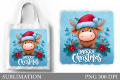 Christmas Cow Tote Bag. Christmas Tote Bag Sublimation Product Image 1
