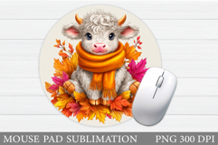 Fall Cow Mouse Pad Sublimation. Fall Mouse Pad Design Product Image 1